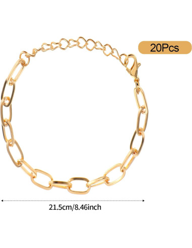 20 Piezas Cadenas de Pulsera de Encanto Doradas Piriuuo