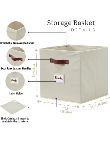 Cajas de Almacenamiento DECOMOMO 6 Piezas Beige 26.5 cm