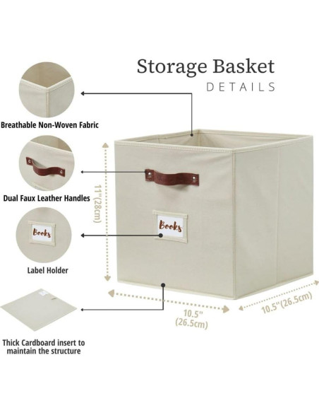 Cajas de Almacenamiento DECOMOMO 6 Piezas Beige 26.5 cm