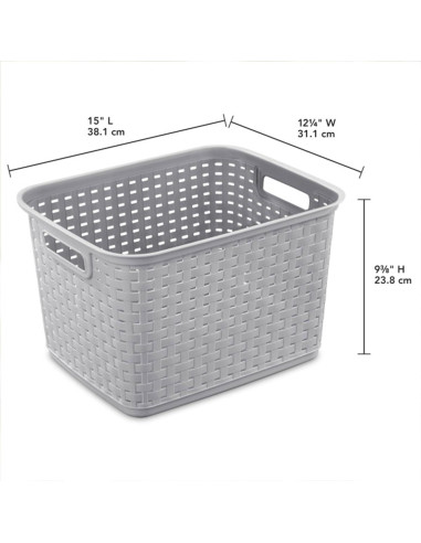 Cesta de Almacenamiento Sterilite 6 Paquetes Gris Cemento