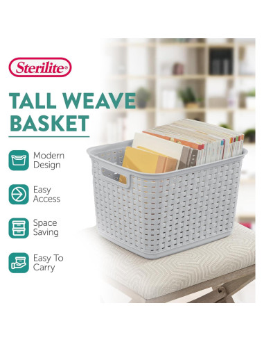 Cesta de Almacenamiento Sterilite 6 Paquetes Gris Cemento