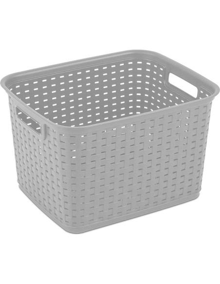 Cesta de Almacenamiento Sterilite 6 Paquetes Gris Cemento Cesta de Almacenamiento Sterilite 6 Paquetes Gris Cemento
