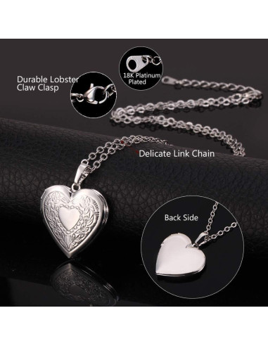 Collar Locket Corazón Platino 14K U7 55.88 cm Personalizado