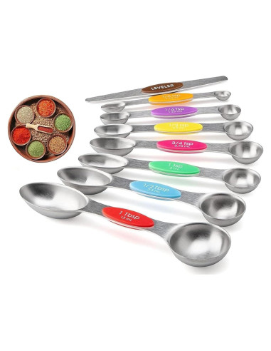 Juego de 8 cucharas medidoras magnéticas DIYOHFE acero inoxidable