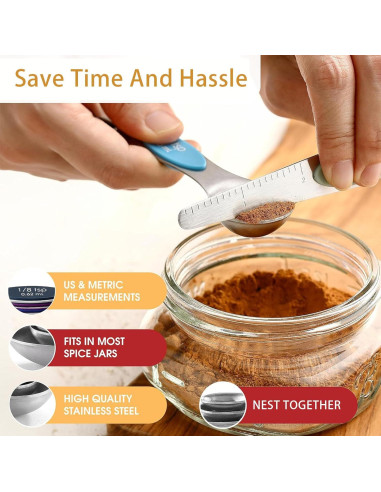 Juego de 8 cucharas medidoras magnéticas DIYOHFE acero inoxidable