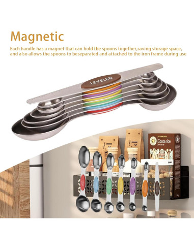 Juego de 8 cucharas medidoras magnéticas DIYOHFE acero inoxidable