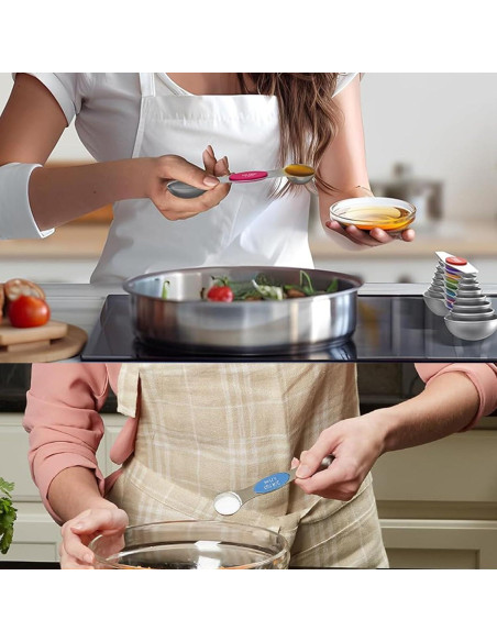 Juego de 8 cucharas medidoras magnéticas DIYOHFE acero inoxidable