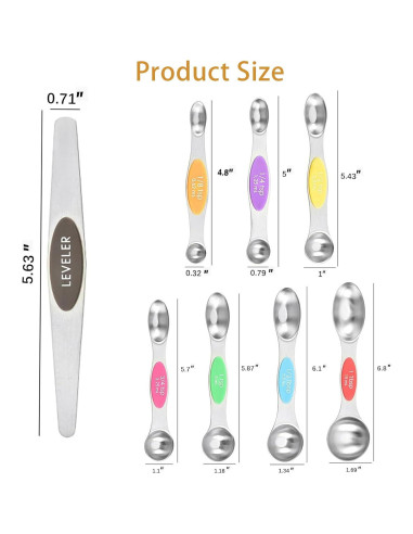 Juego de 8 cucharas medidoras magnéticas DIYOHFE acero inoxidable