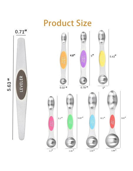 Juego de 8 cucharas medidoras magnéticas DIYOHFE acero inoxidable