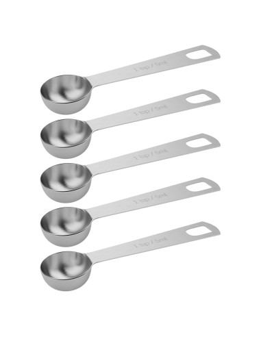 5 Cucharas Medidoras de Acero Inoxidable BERYLER 5ml