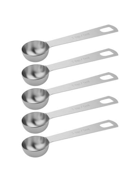 5 Cucharas Medidoras de Acero Inoxidable BERYLER 5ml