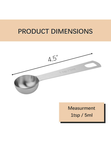 5 Cucharas Medidoras de Acero Inoxidable BERYLER 5ml
