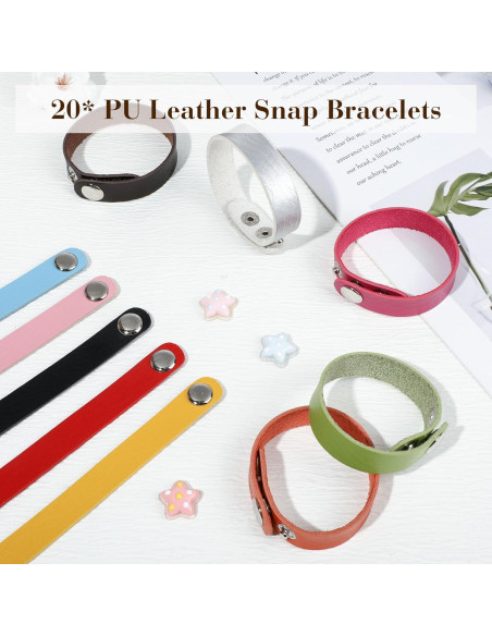 TXIN 20 Pulseras de Cuero Sintético Ajustables DIY Coloridas TXIN 20 Pulseras de Cuero Sintético Ajustables DIY Coloridas