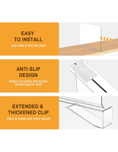 Paquete de 8 Divisores de Estante Acrílico Ginbel 33 cm