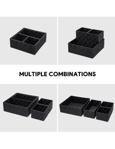 Cestas de Almacenamiento Tejidas Nicemoon Juego de 4 Negras 2