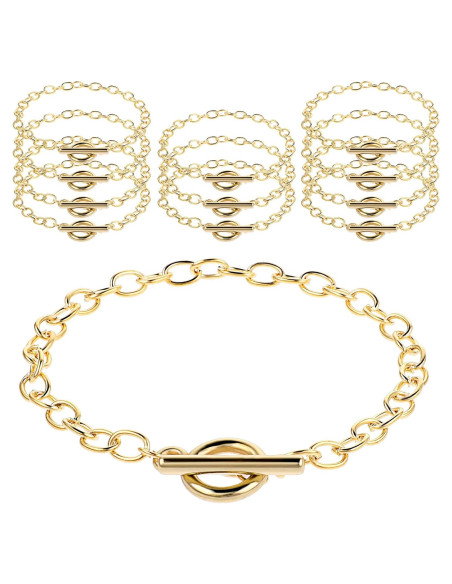 12 Pulseras de Cadena Prasacco para Joyería en Oro 19cm