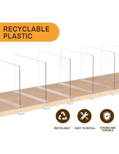 Paquete de 8 Divisores de Estante Acrílico Ginbel 33 cm