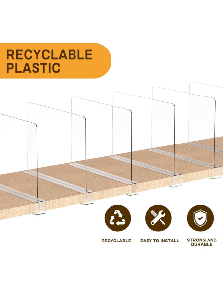 Paquete de 8 Divisores de Estante Acrílico Ginbel 33 cm
