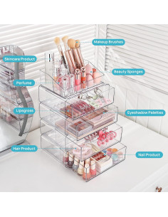 Organizador de Maquillaje Vtopmart 3 Niveles Transparente 2