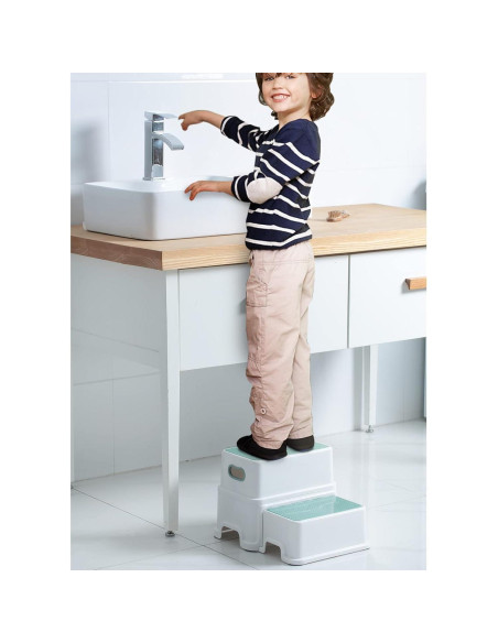 Escalera de 2 Pasos Victostar Antideslizante Verde-Blanco