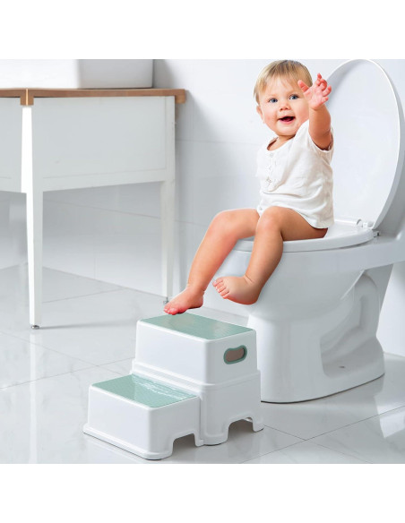 Escalera de 2 Pasos Victostar Antideslizante Verde-Blanco