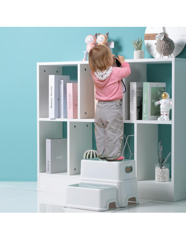 Escalera de 2 Pasos Victostar Antideslizante Verde-Blanco