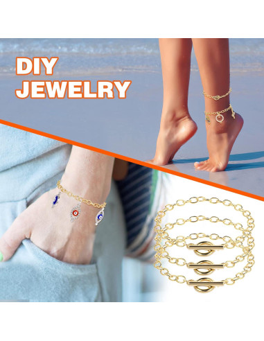 12 Pulseras de Cadena Prasacco para Joyería en Oro 19cm