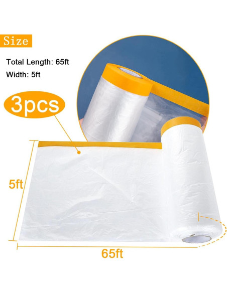 Paquete de 3 películas enmascarar LOSYHU 1,52 x 19,81 m