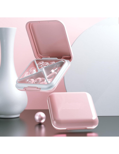 Caja de Pastillas Impermeable MOODKEY Rosa 4 Compartimentos