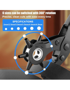 Perforador de Agujeros de Cuero Diyife - 6 Tamaños, Azul 2