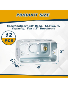 12 Cajas de Conexiones Eléctricas Copkim 10,16x5,08cm Metal 2