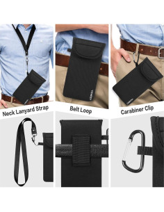 Funda de Neopreno YICHEEY para Teléfono Negro con Correa 2