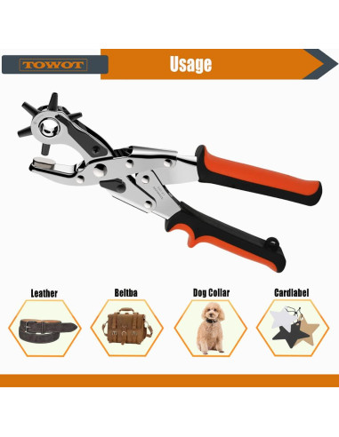 Perforador de Agujeros TOWOT LP-202, 6 Tamaños, Alta Calidad