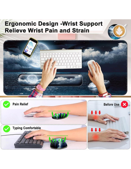 Set Reposamuñecas Ergonomico Wiabsi Océano Lunar 4 en 1 Set Reposamuñecas Ergonomico Wiabsi Océano Lunar 4 en 1