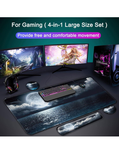 Set Reposamuñecas Ergonomico Wiabsi Océano Lunar 4 en 1