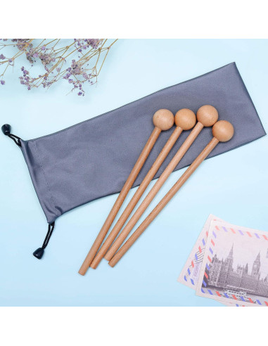 Mazos de Madera para Percusión 20 cm - 2 Pares con Bolsa