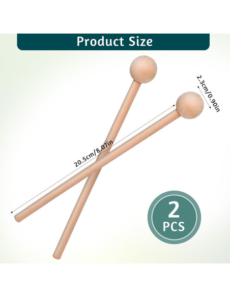 2 Palos de Percusión de Madera 20.5cm para Niños