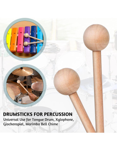 2 Palos de Percusión de Madera 20.5cm para Niños