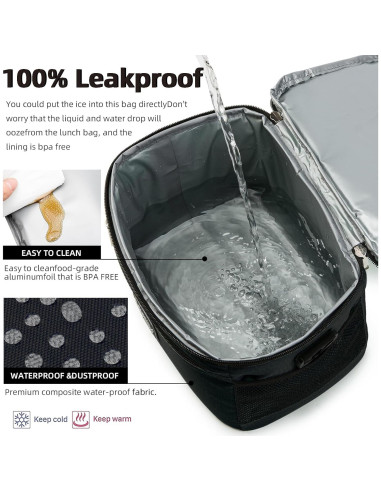 Bolsa de Almuerzo Aislada BEIMILY 8L Negra para Adultos