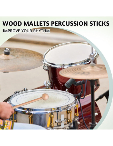 2 Palos de Percusión de Madera 20.5cm para Niños