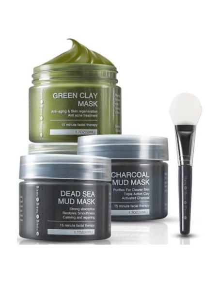 Conjunto de 3 Máscaras Faciales de Carbón Top Fortune - Barro del Mar Muerto