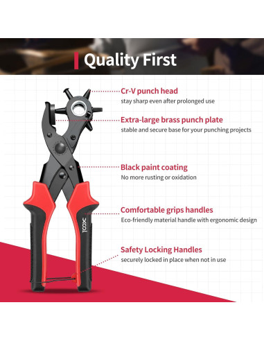 Kit de Alicates Perforadores de Cuero XOOL - 6 Tamaños