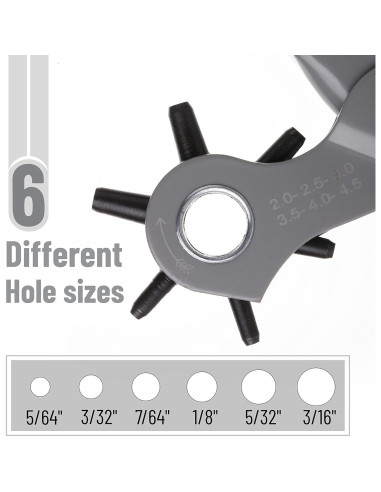 Herramienta de Perforación de Agujeros de Cuero UNCO - 6 Tamaños