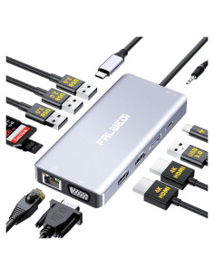 Estación de Acoplamiento USB C 12 en 1 FALWEDI Doble HDMI