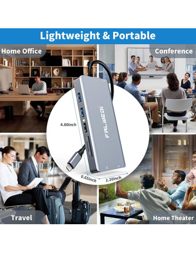 Estación de Acoplamiento USB C 12 en 1 FALWEDI Doble HDMI