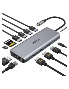 Hub USB C 13 en 1 MOKiN Doble HDMI 4K para Laptop
