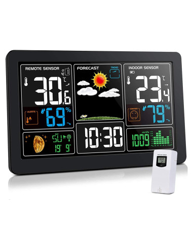 Estación Meteorológica Inalámbrica Kalawen 10 en 1 con Reloj