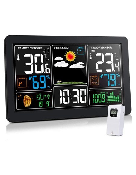 Estación Meteorológica Inalámbrica Kalawen 10 en 1 con Reloj