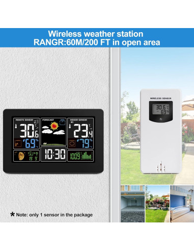 Estación Meteorológica Inalámbrica Kalawen 10 en 1 con Reloj