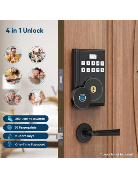 Cerradura Inteligente OOCC G30pro Huella Dactilar Negra Cerradura Inteligente OOCC G30pro Huella Dactilar Negra